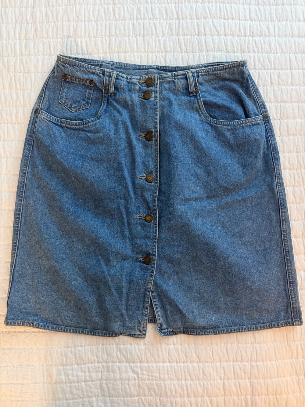 Liz Claiborne Classic Blue Denim Button-Front Skirt